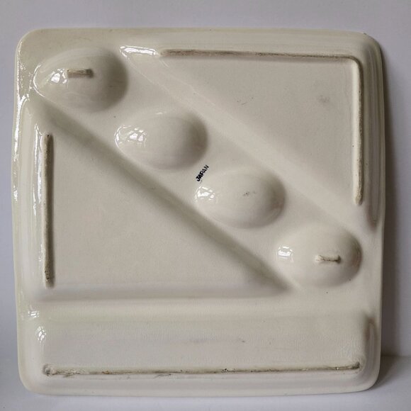 Japanese Ceramic Divided Serving Platter With Hand-Painted Vegetable Design - Picture 5 of 16